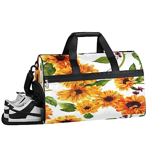 Schöne Rose Blume Turnbeutel Sport Turnbeutel mit Nassfach & Schuhfach Turnbeutel für Damen Turnbeutel für Männer Workout Tasche Sportbeutel Weekender Bag mit Schuhfach, Schöne Sonnenblumen, von Tavisto