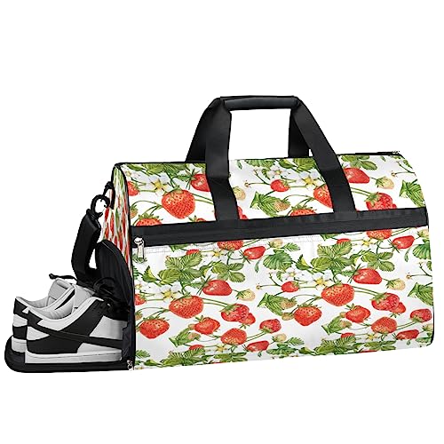 Seestern Seashell Turnbeutel, Sport Turnbeutel mit Nassfach & Schuhfach, Turnbeutel für Damen, Turnbeutel für Männer, Workout Tasche, Sporttasche, Weekender Bag mit Schuhfach, Erdbeere, 19.7*9.9*13 von Tavisto