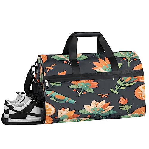 Sommer Schmetterling Blume Turnbeutel Sport Turnbeutel mit Nassfach & Schuhfach Turnbeutel für Damen Turnbeutel für Männer Workout Tasche Sportbeutel Weekender Bag mit Schuhfach, Sommer Cartoon von Tavisto