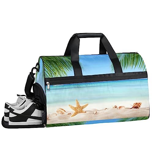 Sommer Schmetterling Blume Turnbeutel Sport Turnbeutel mit Nassfach & Schuhfach Turnbeutel für Damen Turnbeutel für Männer Workout Tasche Sportbeutel Weekender Bag mit Schuhfach, Sommer Palm Beach, von Tavisto