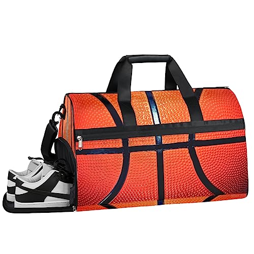 Space Fox Turnbeutel Sport Turnbeutel mit Nassfach & Schuhfach Turnbeutel für Damen Turnbeutel Herren Workout Tasche Sportbeutel Weekender Bag mit Schuhfach, Sport-Basketball-Muster, 19.7*9.9*13 inch, von Tavisto