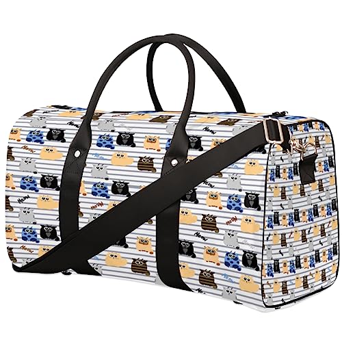 Süße Katze Streifen Reisetasche, Weekender Taschen für Frauen Reisen, Turnbeutel, Handgepäck Taschen für Flugzeuge, Duffle Bag für Männer Reisen, Weekender Tasche, Niedliche Katze von Tavisto