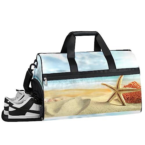 Tavisto Beach Seestern Coral Ultimate wasserdichte Reisetasche für Damen – stilvoll, geräumig und vielseitiger Reise- und Fitnessbegleiter, Strand Seestern Koralle, 19.7*9.9*13inch von Tavisto