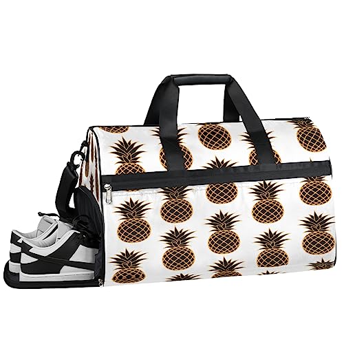Tavisto Black Gold Pineapples Ultimate Waterproof Duffle Bag for Women - Stylish, Spacious, and Versatile Travel & Gym Companion, Schwarz Gold Ananas, 19.7*9.9*13inch von Tavisto