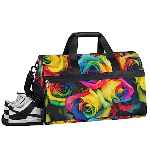 Tavisto Colorful Rose Ultimate Waterproof Duffle Bag for Women - Stylish, Spacious, and Versatile Travel & Gym Companion, Bunte Rose, 19.7*9.9*13inch von Tavisto