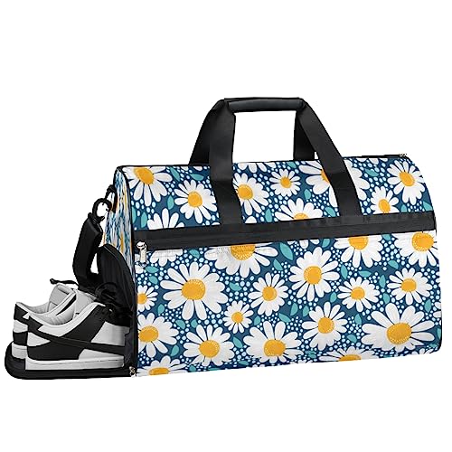 Tavisto Daisy Pots Pattern Ultimate Waterproof Duffle Bag for Women - Stylish, Spacious, and Versatile Travel & Gym Companion, Gänseblümchen-Muster, 19.7*9.9*13inch von Tavisto