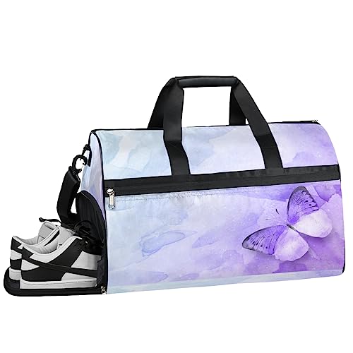 Tavisto Watercolor Purple Butterfly Ultimate Waterproof Duffle Bag for Women - Stylish, Spacious, and Versatile Travel & Gym Companion, Aquarell Lila Schmetterling, 19.7*9.9*13inch von Tavisto