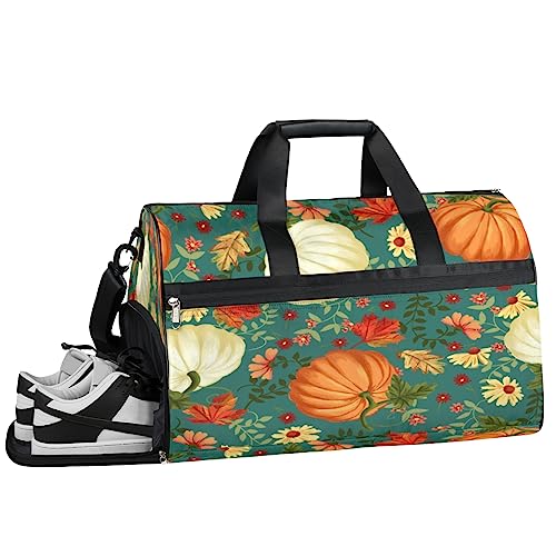 Tavisto White Orange Pumpkins Ultimate Waterproof Duffle Bag for Women - Stylish, Spacious, and Versatile Travel & Gym Companion, Weiß Orange Kürbisse, 19.7*9.9*13inch von Tavisto