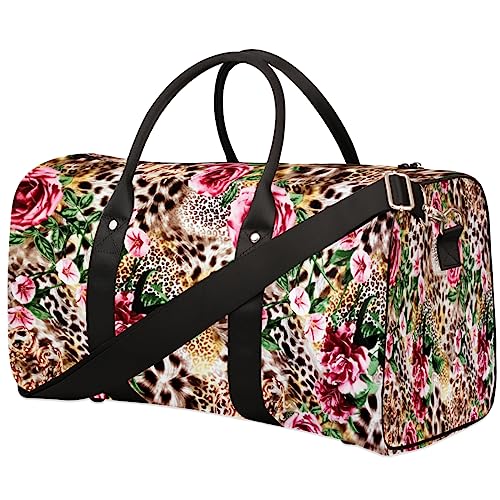 Tier Leopard Blume Reisetasche, Weekender Taschen für Frauen Reisen, Turnbeutel, Handgepäck Taschen für Flugzeuge, Duffle Bag für Männer Reisen, Weekender Tasche, Tier Leopard Blume von Tavisto