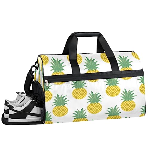 Tiny Daisy Turnbeutel, Sport Turnbeutel mit Nassfach & Schuhfach, Turnbeutel für Damen, Turnbeutel für Herren, Workout-Tasche, Sporttasche, Weekender Bag mit Schuhfach, Tropische Früchte Ananas, von Tavisto