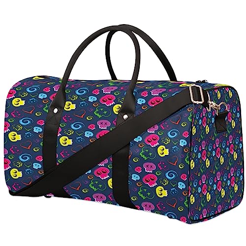 Totenkopf Liebe Herz Reisetasche, Weekender Taschen für Frauen Reisen, Turnbeutel, Handgepäck Taschen für Flugzeuge, Duffle Bag für Männer Reisen, Weekender Tasche, Reise Duffle Bag, Totenkopf Liebe von Tavisto