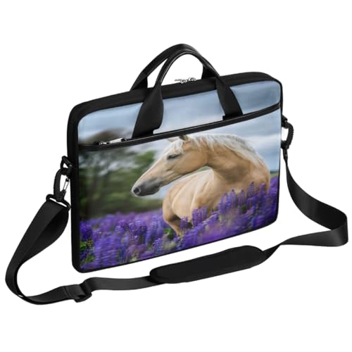 Vast Galaxy Space Laptoptasche 13-15 Zoll Laptoptasche Leichte Computer Aktentasche Messenger Bag für Damen Herren, Vintage Blumen Pferde, 15*1*11 Inch von Tavisto