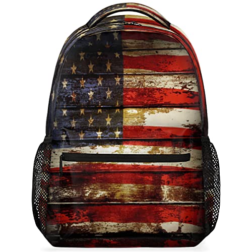 Vintage Amerikanische Flagge Laptop Rucksack Reisetasche Basic Durable Daypack Große Kapazität Reise Essentials Zubehör für Männer Frauen Erwachsene, US-Flagge Vintage, Vintage Amerikanische Flagge von Tavisto