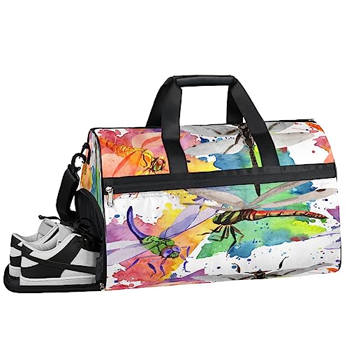 Wasserfarbe Camouflage Turnbeutel, Sport Turnbeutel mit Nassfach & Schuhfach, Turnbeutel für Damen, Turnbeutel für Männer, Workout-Tasche, Sporttasche, Weekender Tasche mit Schuhfach, Aquarell von Tavisto