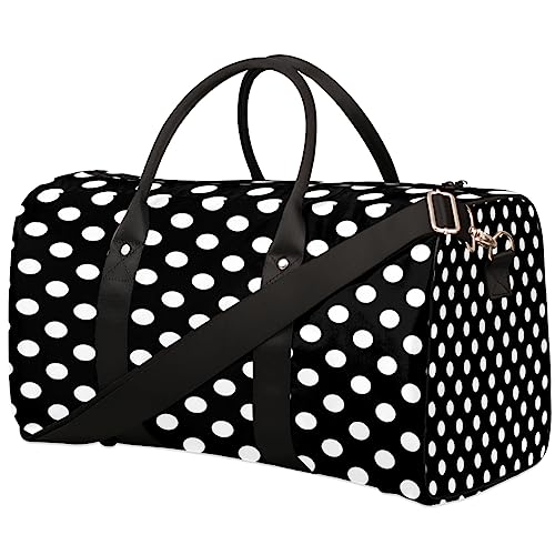 Weiße Polka Dot Reisetasche, Weekender Taschen für Frauen Reisen, Turnbeutel, Handgepäck Taschen für Flugzeuge, Duffle Bag für Männer Reisen, Weekender Tasche, Weiß gepunktet von Tavisto