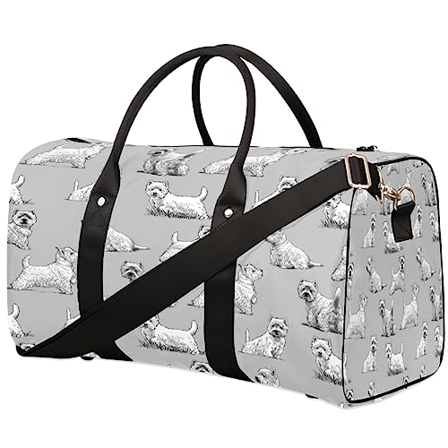 White Scottish Terrier Dog Travel Bag, Weekender Bags for Women Travel, Gym Bag, Carry on Bags for Airplanes, Duffle Bag for Men Travel, Weekender Bag, Travel Duffle Bag, Weißer Scottish Terrier Hund von Tavisto