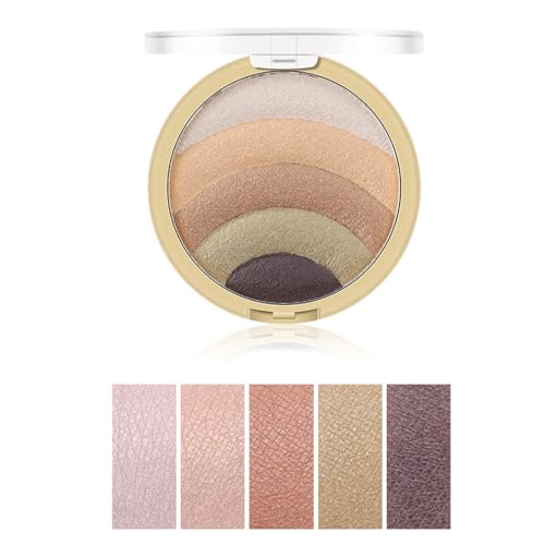 Tawagic Face Highlighter Eyeshadow Palette Natural Shiny Lidschatten Glitzer Make-up Palette Lidschatten Palette Nudetöne mit 5 Farben von Tawagic