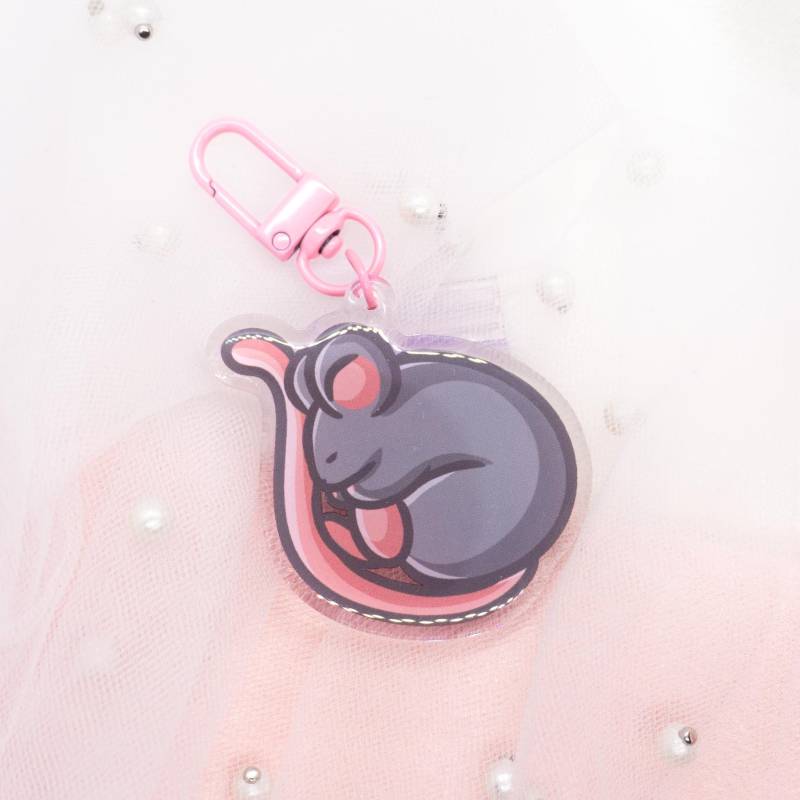 Cheezy Sleepy Rats Keychain | Ratte Rat Maus Süße Ratten Mäuschen Kawaii Schlüsselanhänger Cute Charm Käse Meme von Tawwyteatime