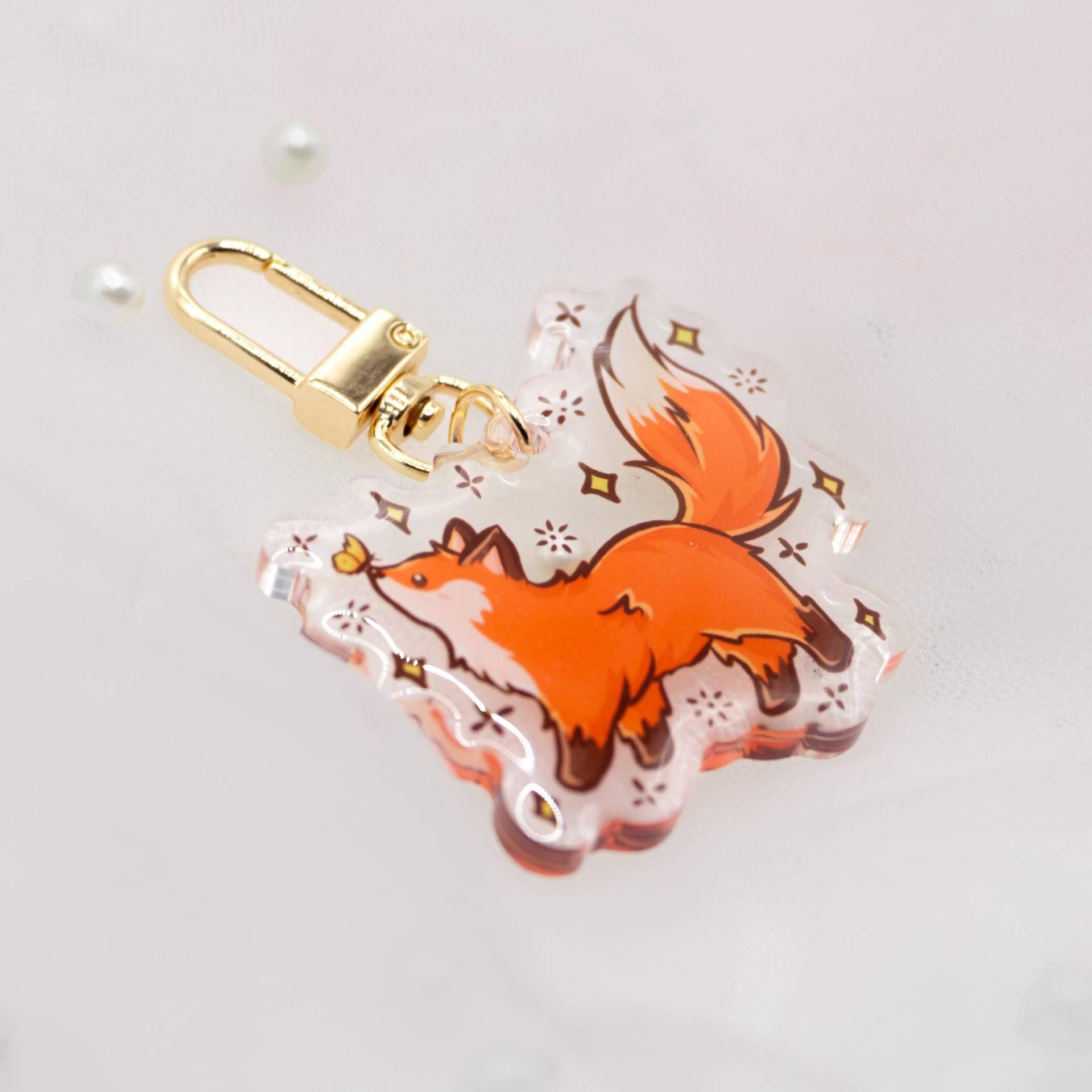 Kawaii Fuchs Schlüsselanhänger | Fox Foxy Cute Keyring Tier Keychain Keycharm von Tawwyteatime