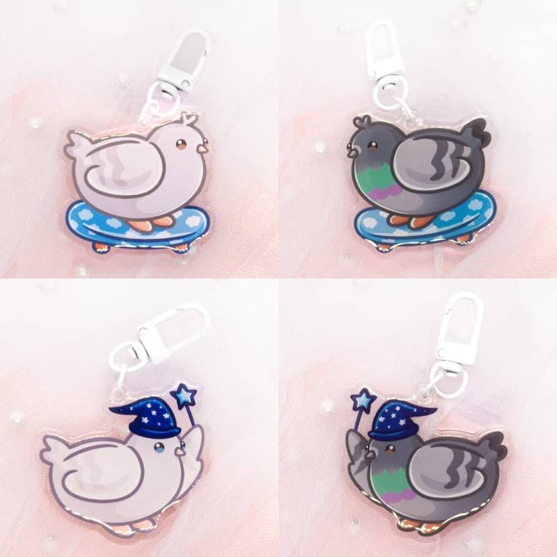 Kawaii Magic & Skateboard Tauben Schlüsselanhänger | Taube Pigeon Sk8 Magie Cute Tier Keychain Zauberer Birb Kawaii Magic & Skateboard Tauben Schlüsselanhänger | Taube Pigeon Sk8 Magie Cute Tier Keychain Zauberer Birb von Tawwyteatime
