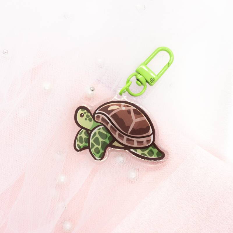 Kawaii Schildkröte Schlüsselanhänger | Schildkrötchen Green Turtle Rainhat With Leaf Cute Keyring Tier Keychain Keycharm Kawaii Schildkröte Schlüsselanhänger | Schildkrötchen Green Turtle Rainhat With Leaf Cute Keyring Tier Keychain Keycharm von Tawwyteatime