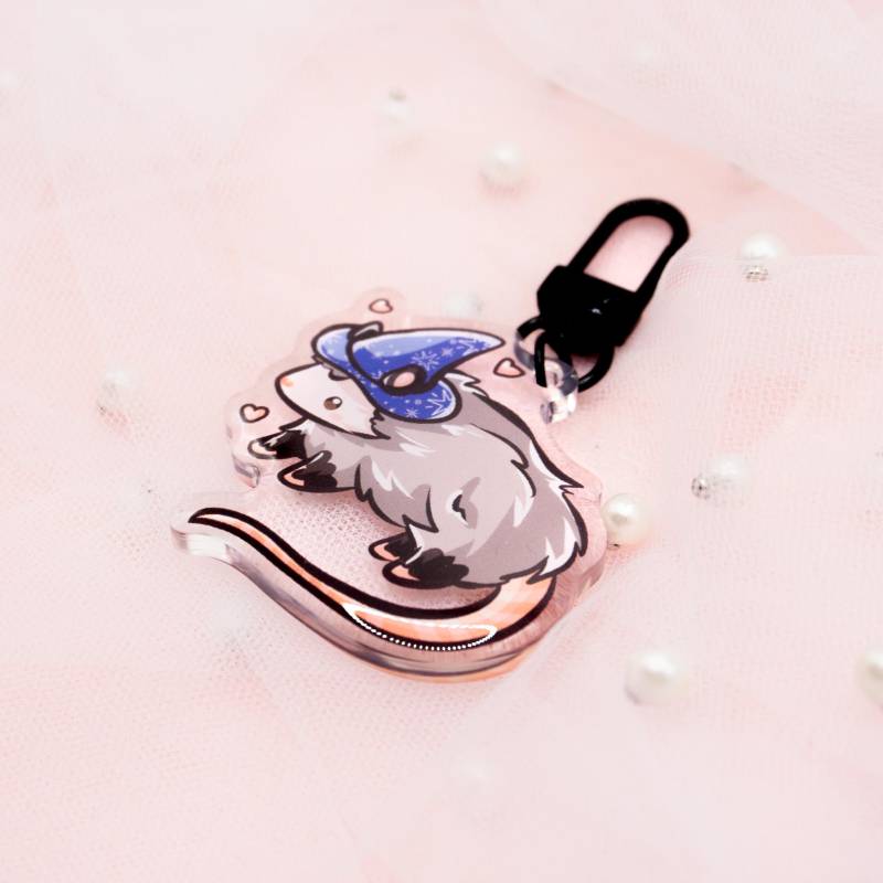Opossum Zauberer Keychain | Ratte Rat Maus Süße Ratten Mäuschen Kawaii Schlüsselanhänger Cute Charm Käse Meme von Tawwyteatime