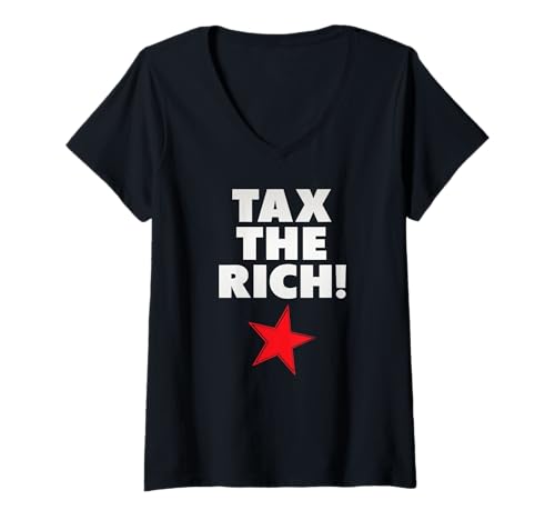 Damen Solidarität, Tax The Rich T-Shirt mit V-Ausschnitt Damen Solidarität, Tax The Rich T-Shirt mit V-Ausschnitt von Tax The Rich!