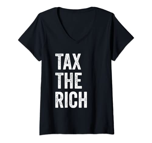 Damen Steuern Sie die Reichen T-Shirt mit V-Ausschnitt von Tax The Rich
