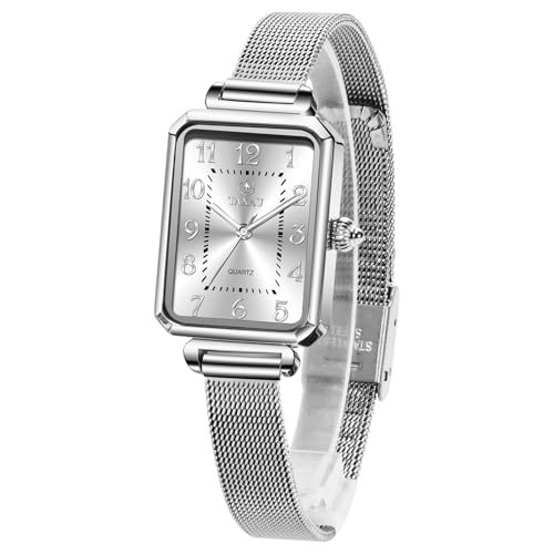 Taxau Damenarmbanduhr Eckige Analog Quarz Uhr Rechteckige Uhren Damen wasserdichte Klassisches Armbanduhr Damen Mode Edelstahl von Taxau