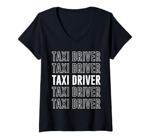 Damen Taxifahrer T-Shirt mit V-Ausschnitt von Taxi Driver Apparel
