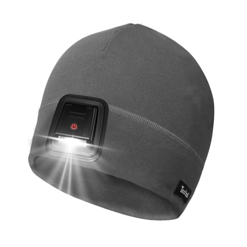 Taximi Fleece Mütze mit LED Licht - Skimütze mit Licht Herren Frauen, Windstopper Stirnlampe Mütze für Wandern Running Langlauf von Taximi