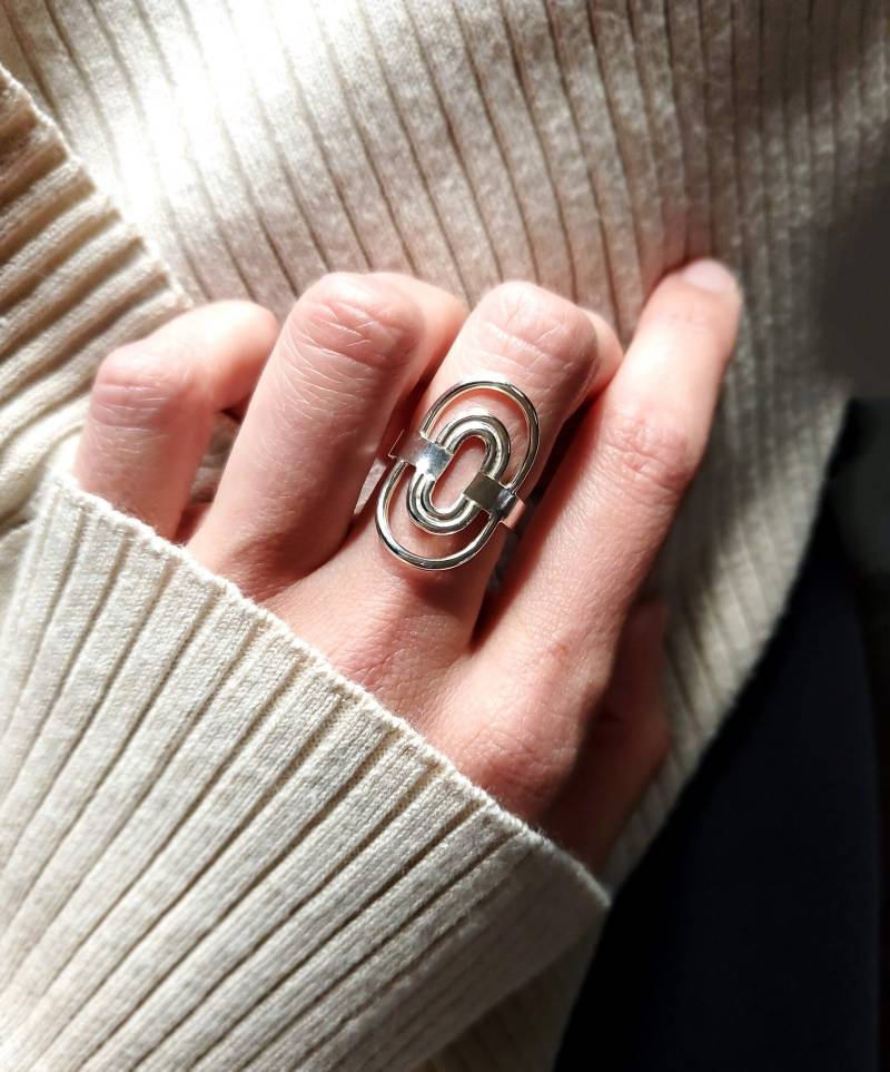 Doppelter Regenbogen Ring, Sterling Silber Handgemachter Statement Schmuck von TayLynnStudios