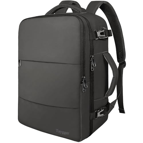 Taygeer Reiserucksack Groß für Lufthansa Handgepäck 55x40x23, 18.4 Zoll Laptop Rucksack mit USB Ladeanschluss, Reiserucksack Handgepäck Flugzeug Herren für Schule Arbeit Reise Weekender, Dunkelgrau von Taygeer