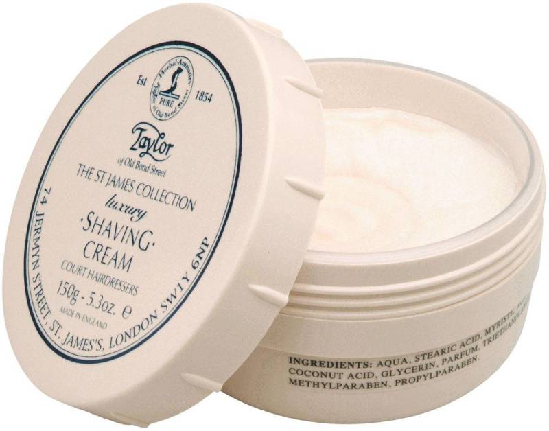 Taylor of Old Bond Street Rasiercreme Shaving Cream St James Lux- Collection, Sahnig-cremiger Schaum mit feuchtigkeitsspendendem Duft. von Taylor of Old Bond Street