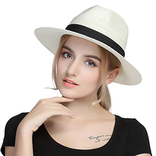 Taylormia Damen Panama Hut Strohhut faltbar Strand Sonnenhüt Sommer Fedora UPF 50 + von Taylormia