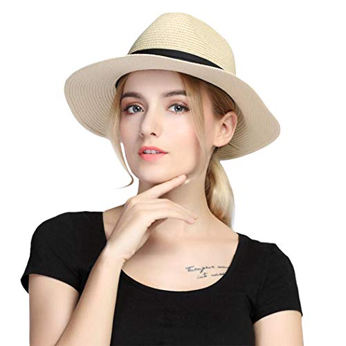 Taylormia Damen Panama Hut Strohhut faltbar Strand Sonnenhüt Sommer Fedora UPF 50 + von Taylormia