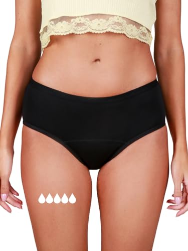 Taynie Basic extra stark Periodenunterschwäsche Starke Blutung - Periodenwäsche - Menstruationsunterwäsche - Periodenslip - ersetzt 3,5 Tampons, Tragedauer bis 12 Std, waschbar bis 60°C (40, Schwarz) von Taynie