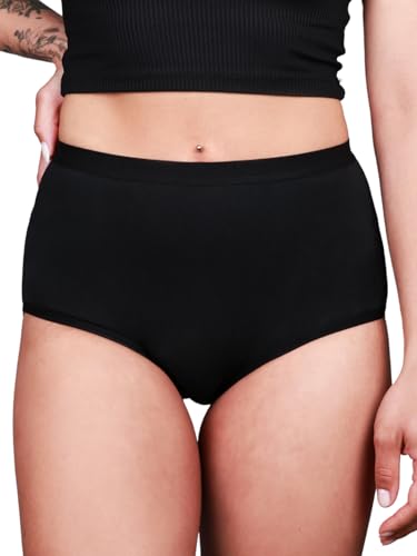 Taynie Comfort extra stark Periodenunterwäsche Starke Blutung - Periodenwäsche - Menstruationsunterwäsche - ersetzt 4 Tampons, Periodenslip Tragedauer bis 12 Std., waschbar bis 60°C (46, Schwarz) von Taynie
