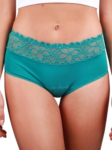 Taynie Deluxe Periodenunterwäsche aus Bio-Baumwolle - Periodenwäsche - Menstruationsunterwäsche - ersetzt 2-3 Tampons, Periodenslip Tragedauer bis 12 Std., waschbar bis 60°C (42, Petrol) von Taynie