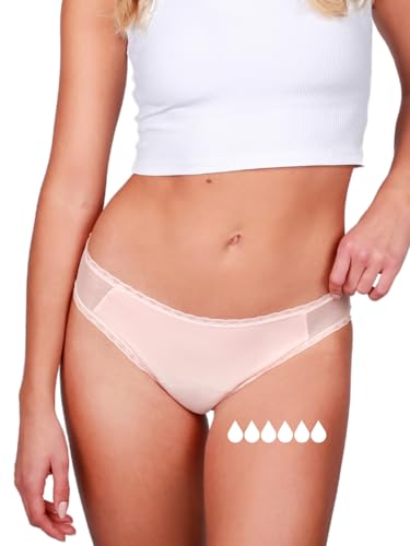 Taynie Lady Ultra stark Periodenunterwäsche Starke Blutung - Periodenwäsche - Menstruationsunterwäsche - ersetzt 6 Tampons, Periodenslip Tragedauer bis 12 Std., waschbar bis 60°C (36, Apricot) von Taynie