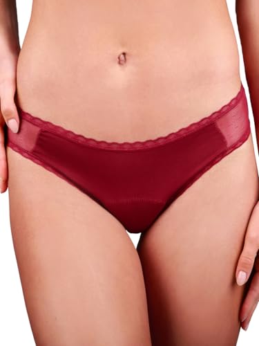 Taynie Lady Ultra stark Periodenunterwäsche Starke Blutung - Periodenwäsche - Menstruationsunterwäsche - ersetzt 6 Tampons, Periodenslip Tragedauer bis 12 Std., waschbar bis 60°C (36, Bordeaux) von Taynie