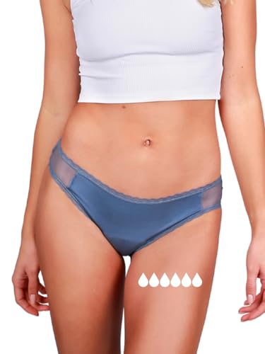 Taynie Lady Ultra stark Periodenunterwäsche Starke Blutung - Periodenwäsche - Menstruationsunterwäsche - ersetzt 6 Tampons, Periodenslip Tragedauer bis 12 Std., waschbar bis 60°C (40, Jeans) von Taynie