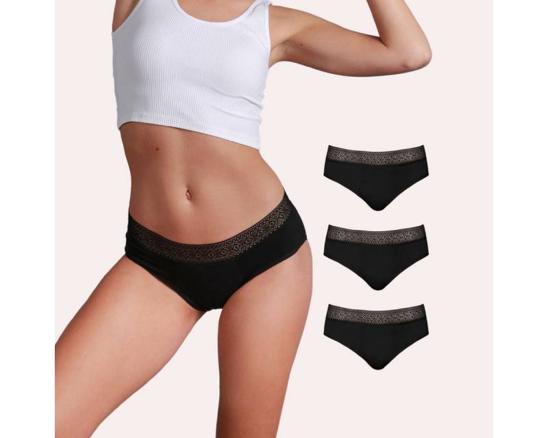 Taynie Periodenslip Paris ultra - Periodenunterwäsche sehr starke Blutung - Damen (Spar-Set, 3-St., 3er-Pack) Auslaufsichere Periodenunterwäsche / Periodenslip aus Bio Baumwolle von Taynie