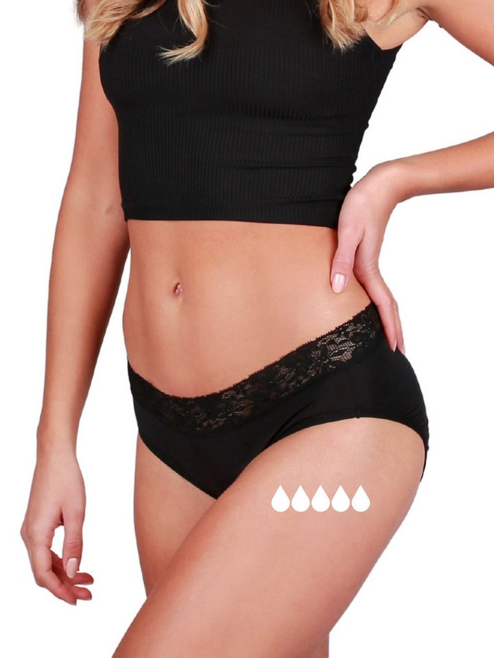 Taynie Periodenslip Queen extra stark - Periodenunterwäsche starke Blutung - Damen (1-St., 1er-Pack) Auslaufsichere Periodenunterwäsche / Periodenslip aus Bio Baumwolle von Taynie