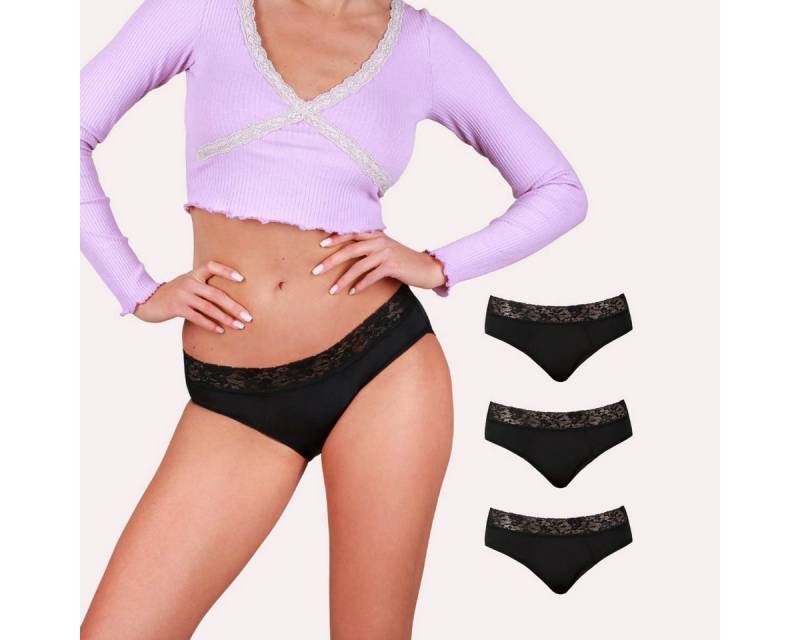 Taynie Periodenslip Queen extra stark - Periodenunterwäsche starke Blutung - Damen (Spar-Set, 3-St., 3er-Pack) Auslaufsichere Periodenunterwäsche / Periodenslip aus Bio Baumwolle von Taynie