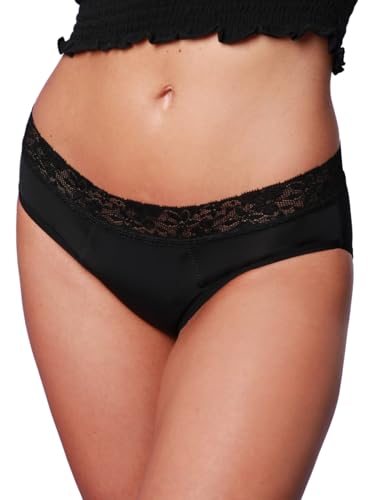 Taynie Queen Periodenunterwäsche - auslaufsichere Periodenwäsche - Menstruationsunterwäsche - ersetzt 2-3 Tampons, Periodenslip Tragedauer bis 12 Std., waschbar bis 60°C (34, Schwarz) von Taynie