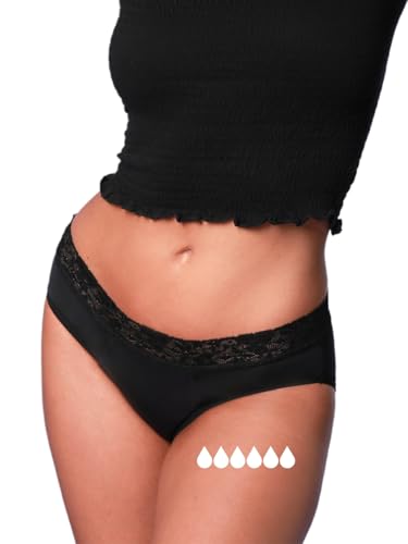 Taynie Queen Ultra stark Periodenunterwäsche Set Starke Blutung - 3er Pack - Periodenwäsche - Menstruationsunterwäsche - Periodenslip - Tragedauer bis 12 Std. waschbar bis 60°C (38, 3er Pack Schwarz) von Taynie