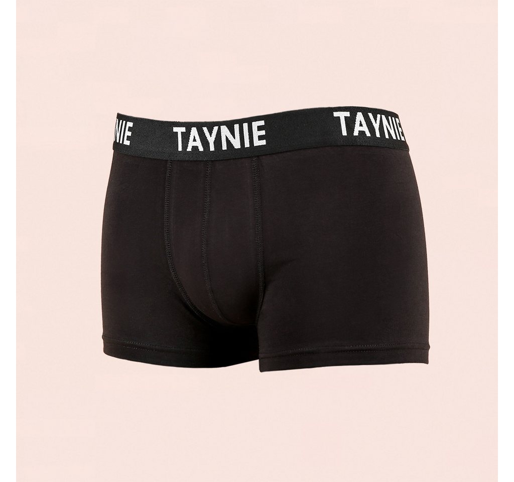 Taynie Retro Boxer schwarz/grau - Herren Boxershorts aus Bio-Baumwolle sportlich (2er-Pack) Logo auf elastischem Bund von Taynie