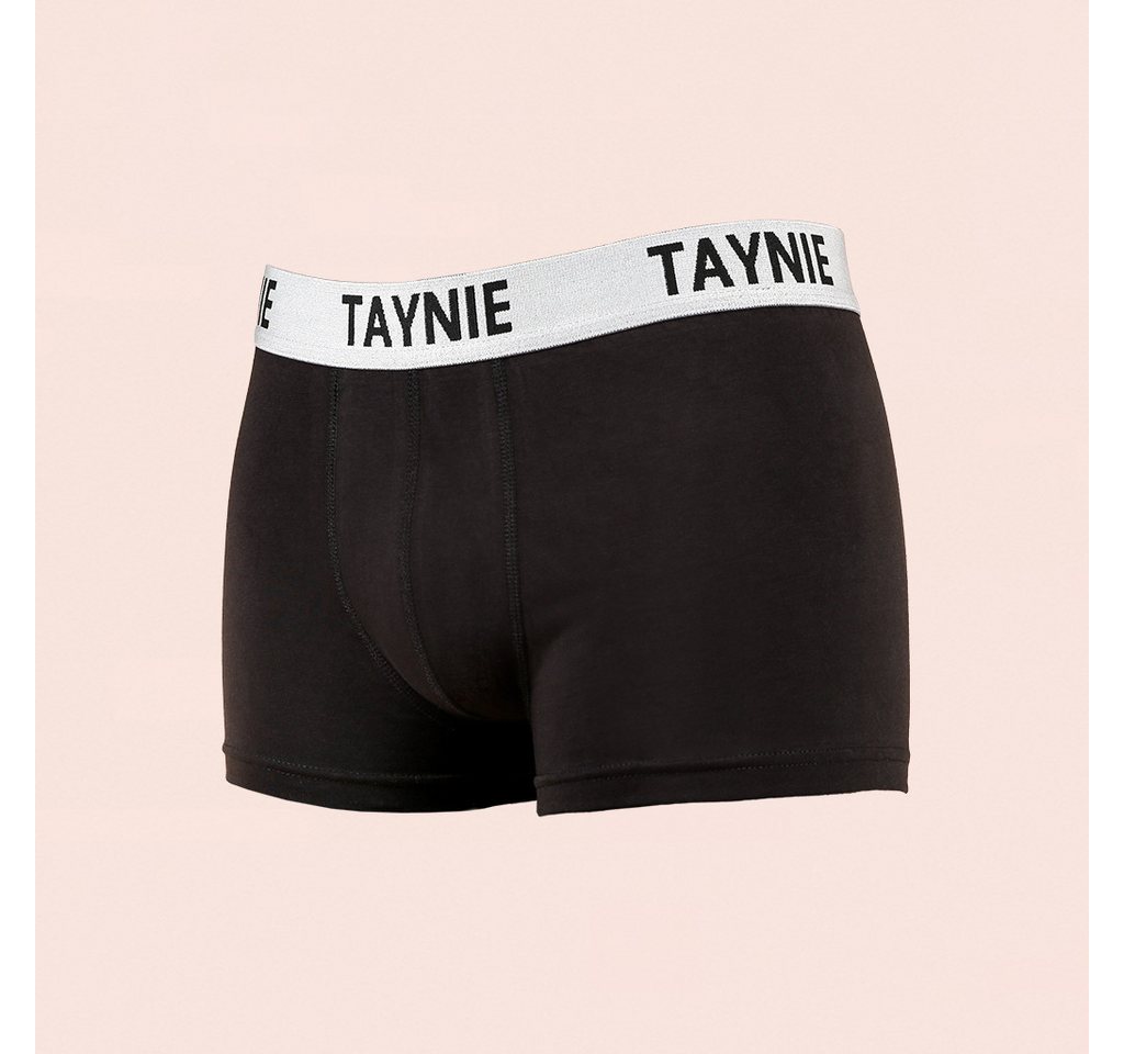 Taynie Retro Boxer schwarz/schwarz - Herren Boxershorts aus Bio-Baumwolle sportlich (2er-Pack) Logo auf elastischem Bund von Taynie