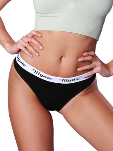 Taynie String Active Periodenunterwäsche leichte Blutung - Periodenwäsche - Menstruationsunterwäsche - ersetzt 1 Tampons, Periodenslip Tragedauer bis 12 Std., waschbar bis 60°C (40, Schwarz) von Taynie